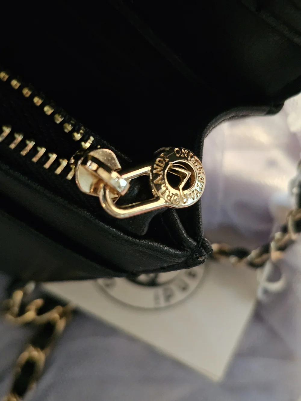 Valentino Orlandi Black Quilted Crossbody with Gold Chain Strap